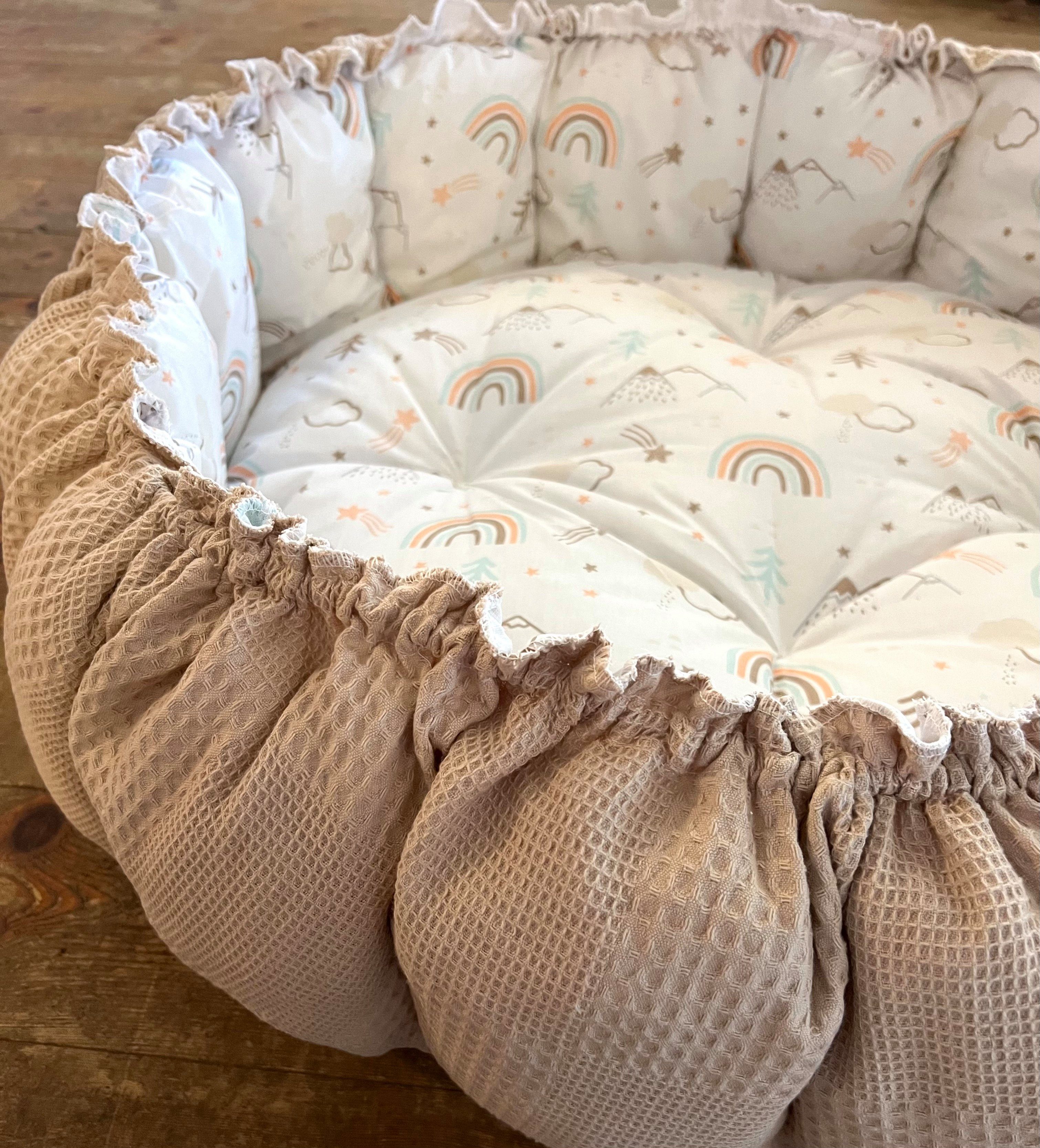 Ciel De Lit Bébé En Tulle Avec Pompons - Décoration Chambre Enfant 165cm